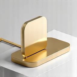 Wireless charging dock with a polished gold finish