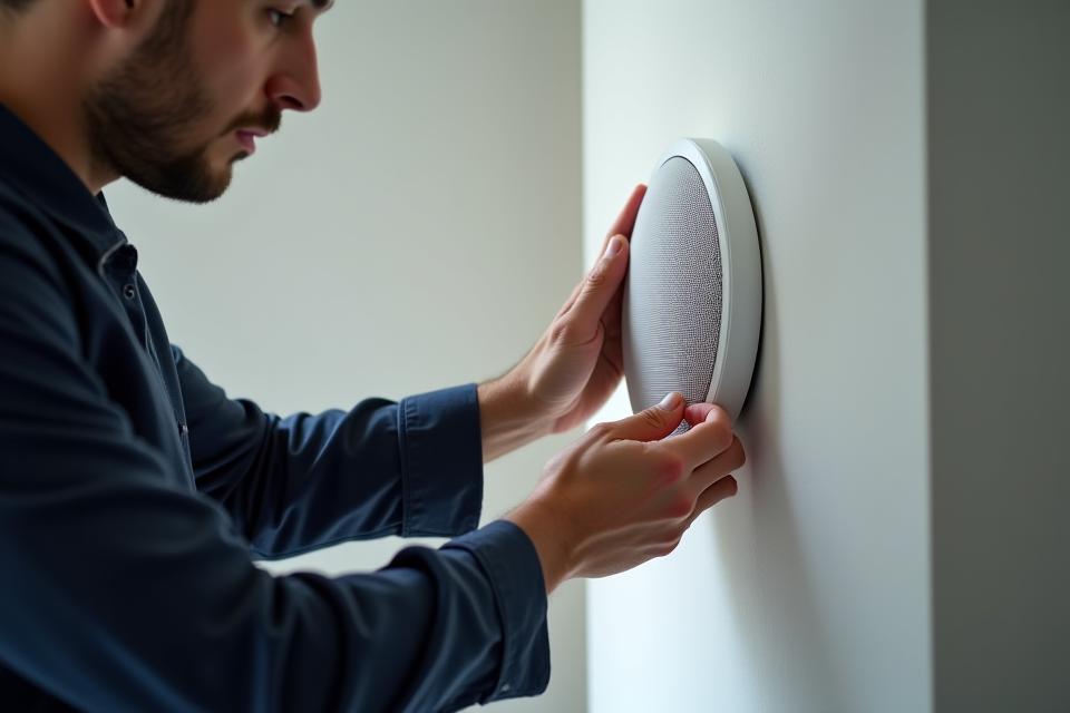 Professional technicians installing discreet smart home technology in a luxury residence.